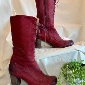Elegant Red Leather Boots